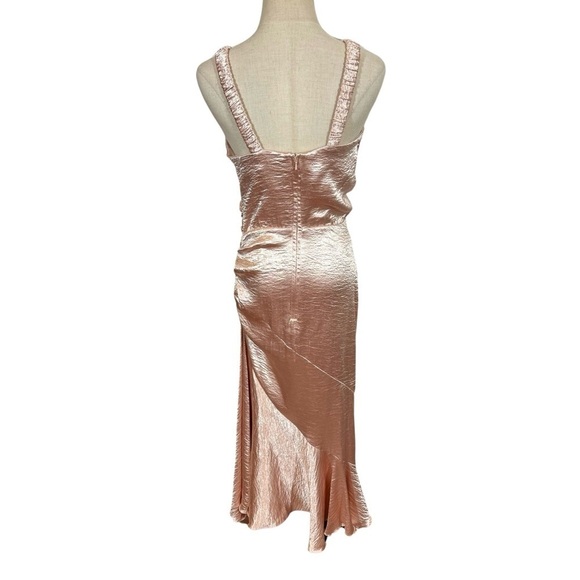 Maria Lucia Hohan Adah Pink Tehno Satin Silk Ruched Mermaid Midi Dress Gown - Picture 9 of 14